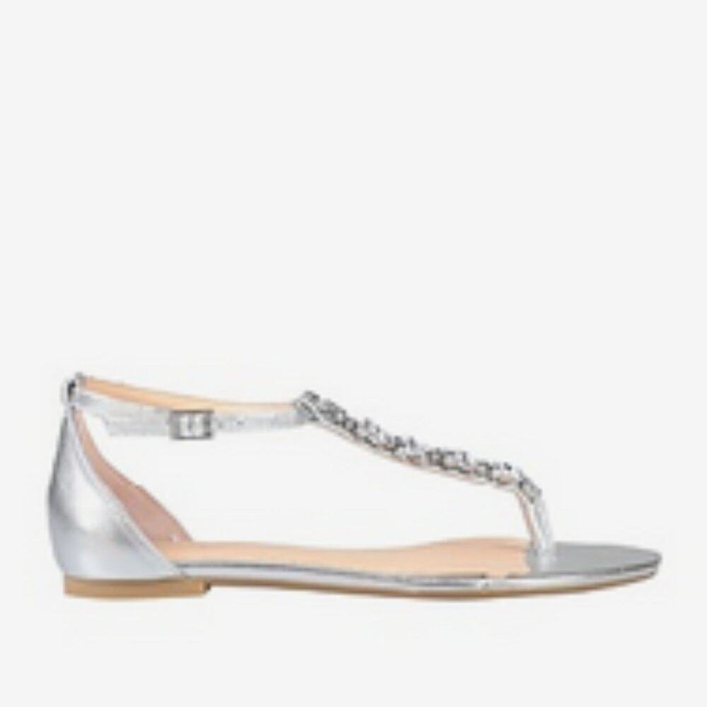BADGLEY MISCHKA Toe strap sandals silver size 7.5